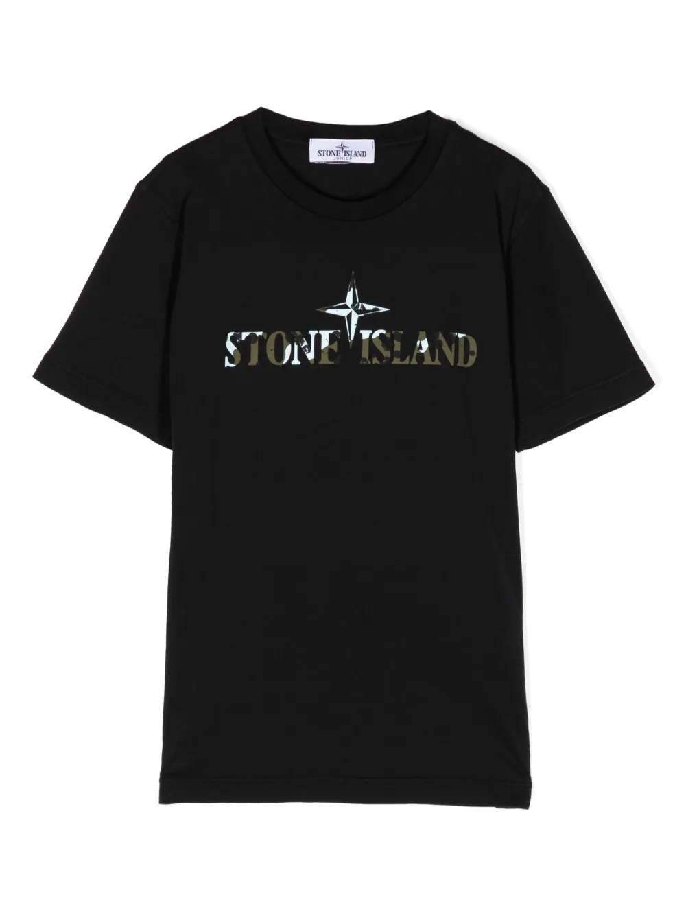 

Футболка с камуфляжным логотипом Stone Island Junior, черный