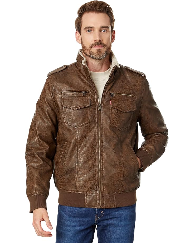 

Куртка-бомбер Levi's Two-Pocket Military Bomber with Sherpa Lining, цвет Light Brown
