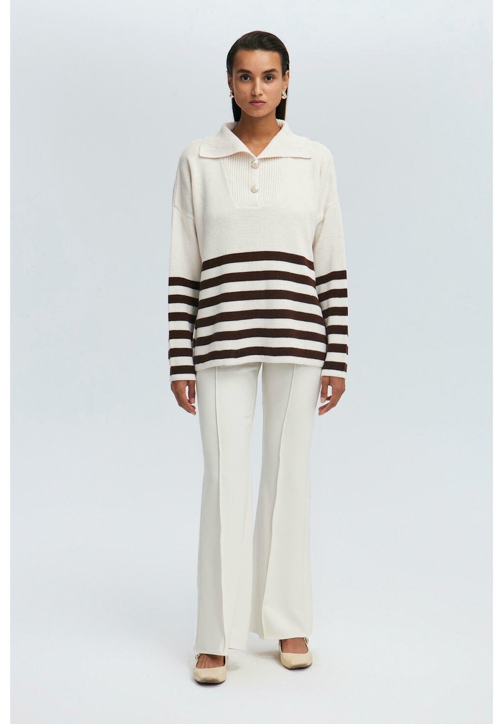 

Джемпер STRIPED WITH BUTTON DETAIL Touché Privé, коричневый