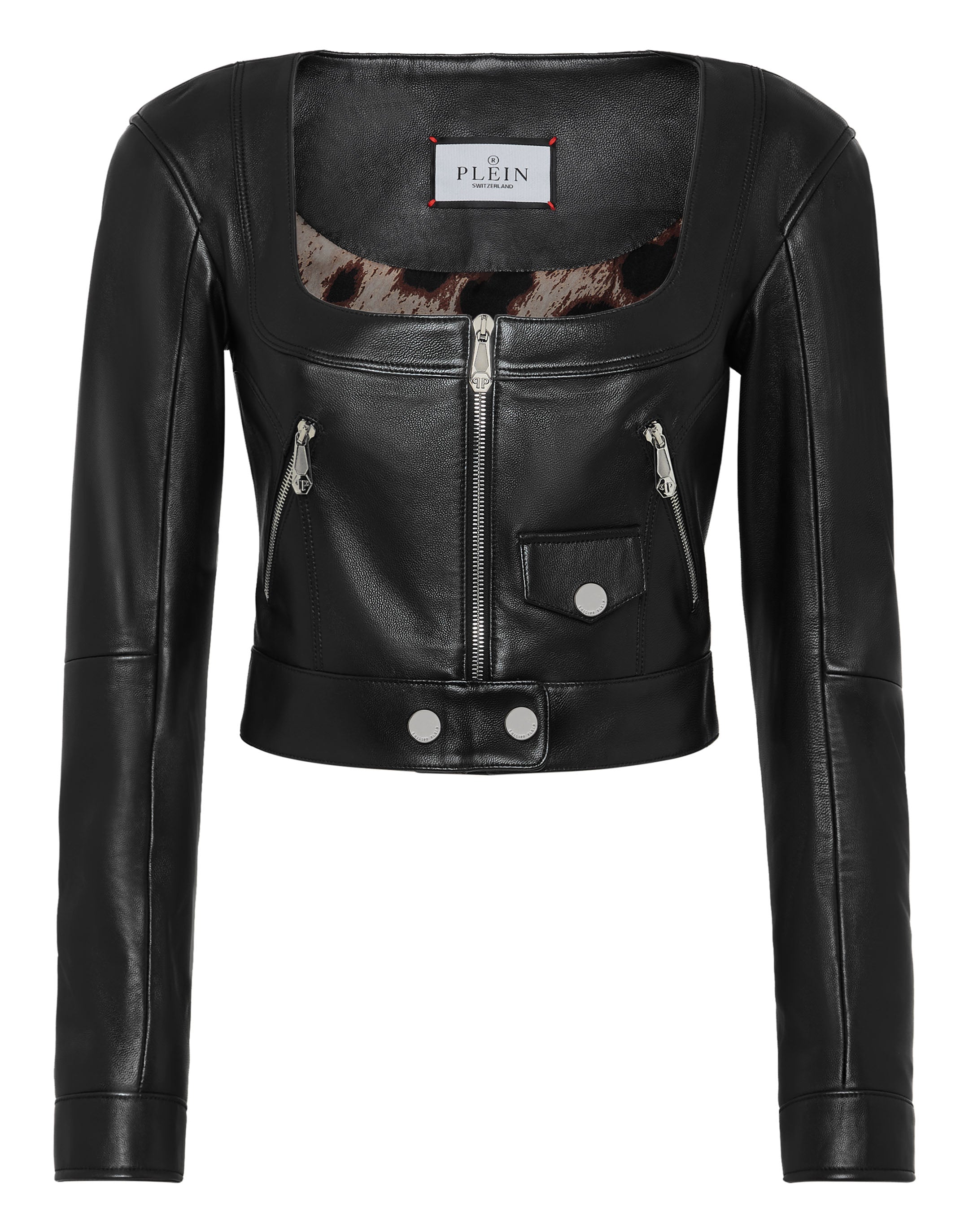 

Укороченная куртка из винтажной кожи PHILIPP PLEIN, черный