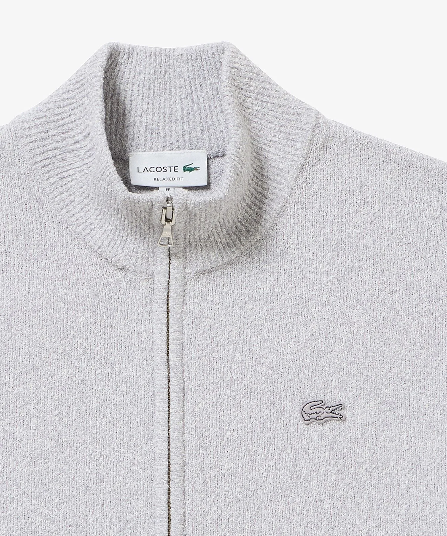 Вязаный кардиган из букле с застежкой-молнией LACOSTE, Gray — фото 3