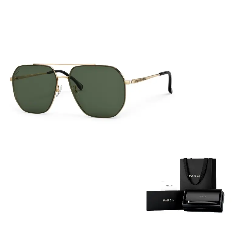 

PARZIN Авиаторские солнцезащитные очки мужские, Gold Frame with Jasper Lens