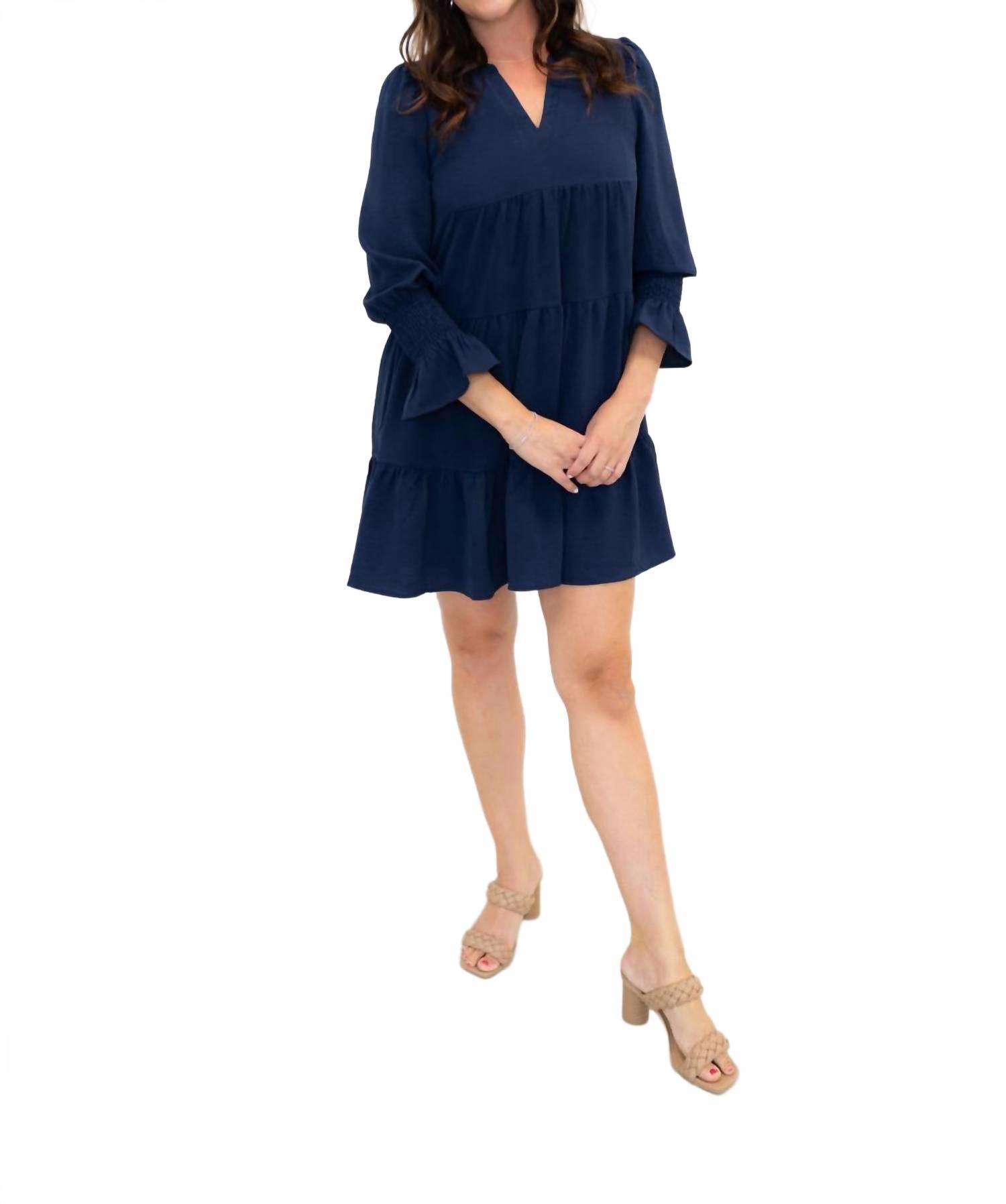 

Платье Selene с длинными рукавами в темно-синем цвете THML