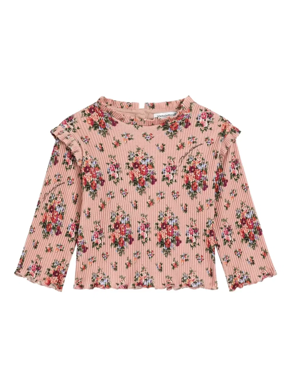 Топ с оборками и цветочным принтом Dolce & Gabbana Kids, розовый