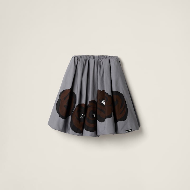 

Юбка из поплина и джерси Miu Miu, серый