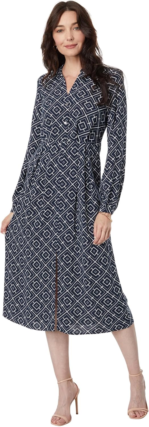 

Женское платье Tommy Hilfiger Geo Maze с длинными рукавами, Sky Captain/Ivory