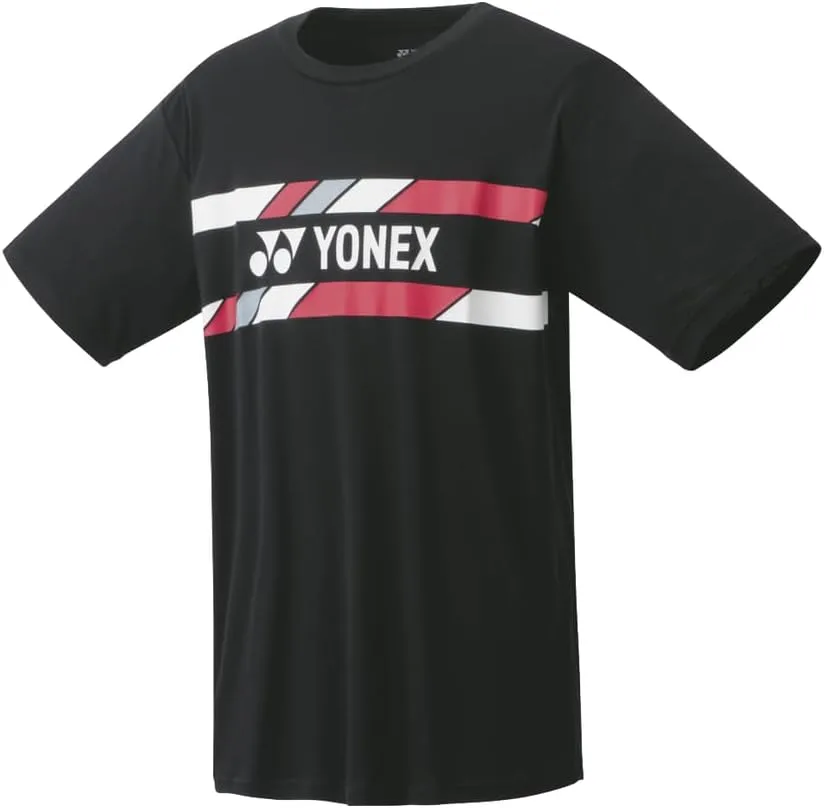 

YONEX мужская футболка, полосатый логотип, 59% лиоцелл 41% полиэстер