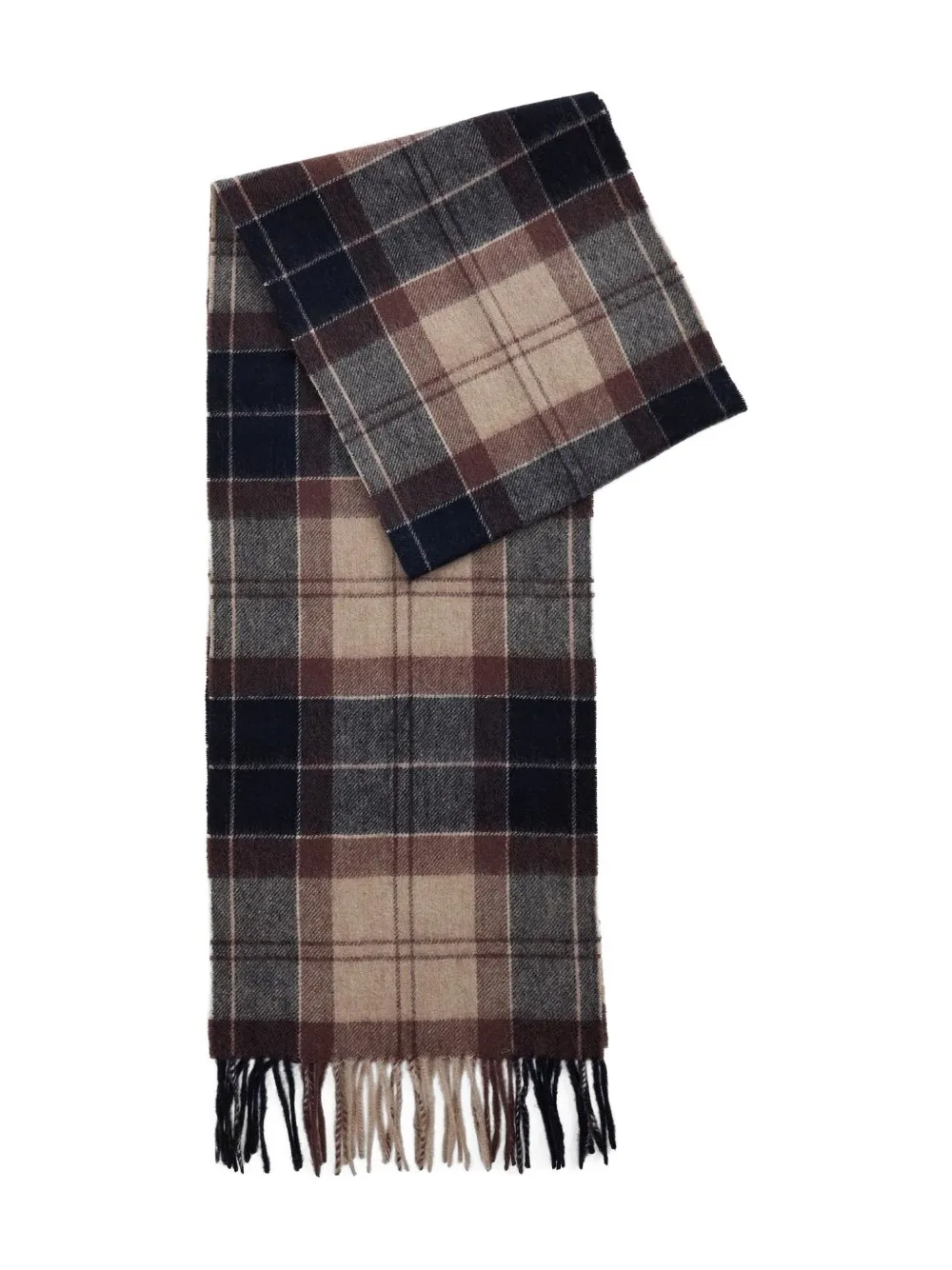 

Шарф с тартановым узором и бахромой Barbour, нейтральный