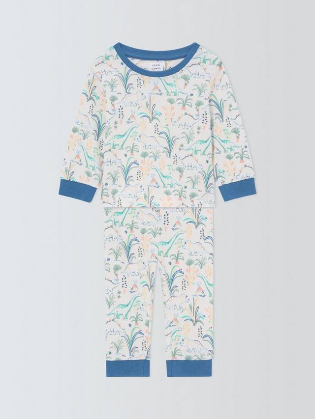

Детская пижама с линейным динозавром John Lewis, белый