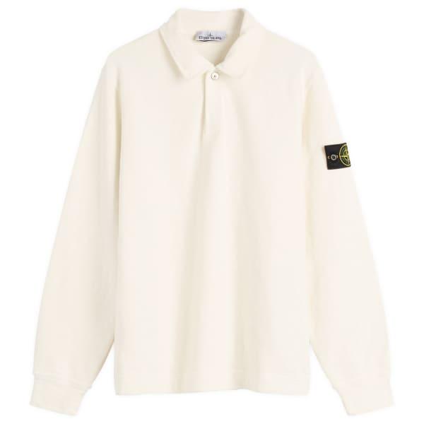 

Поло с длинными рукавами из плотного хлопка с начесом Stone Island, Ivory