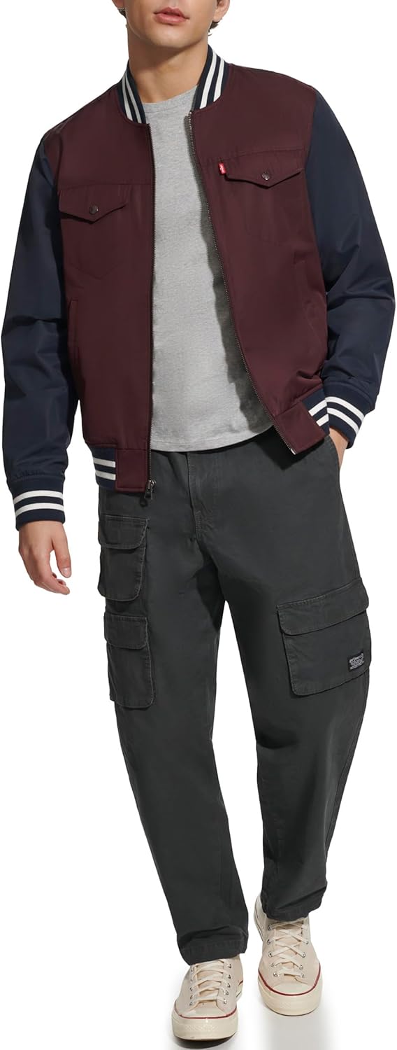 Мужская университетская куртка-бомбер Levi's Colorblock, Wine Colorblock — фото 4