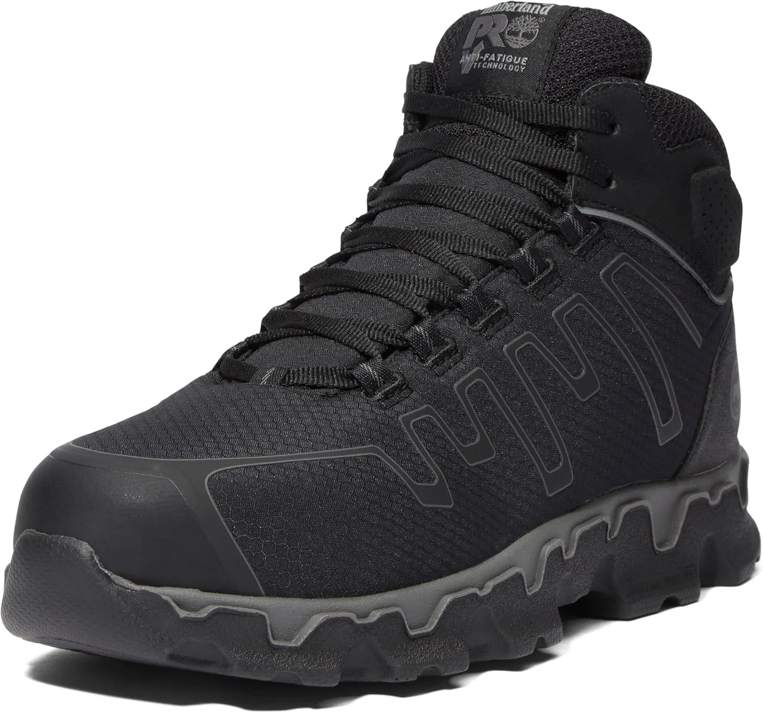 Мужские рабочие ботинки Timberland PRO Powertrain Sport Mid Alloy Safety Toe Electric Hazard для работы и строительства, обеспечивающие защиту от поражения электрическим током, Black Grey