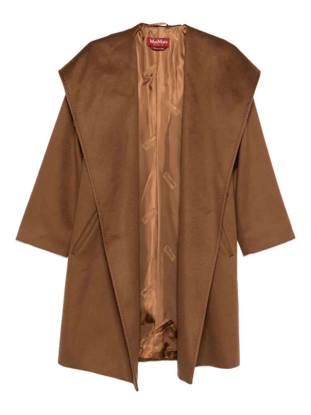 

Пальто из натуральной шерсти с капюшоном MAX MARA, коричневый