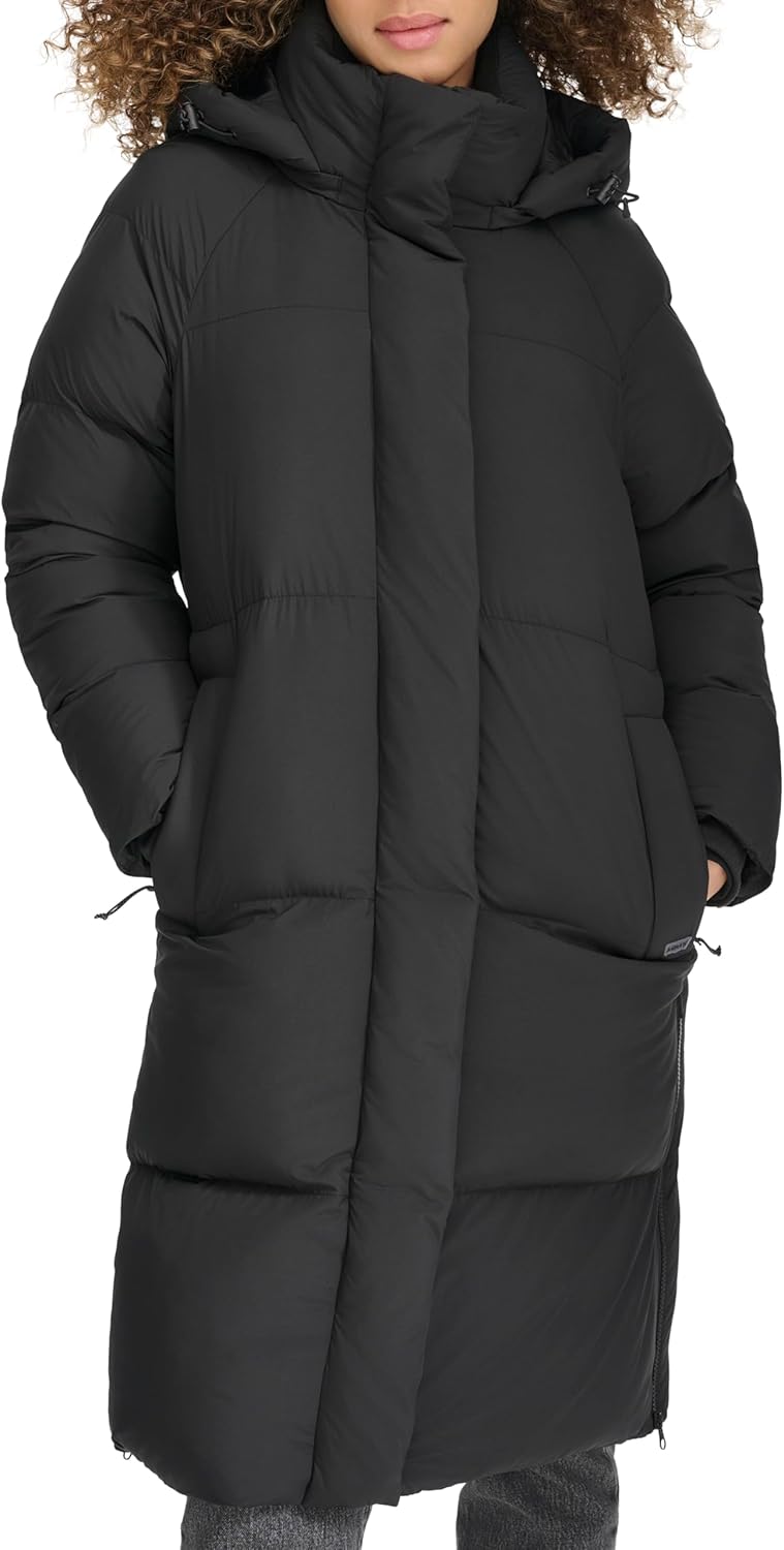 

Levi's Женская утепленная куртка Cloud Puff с капюшоном средней длины, Black