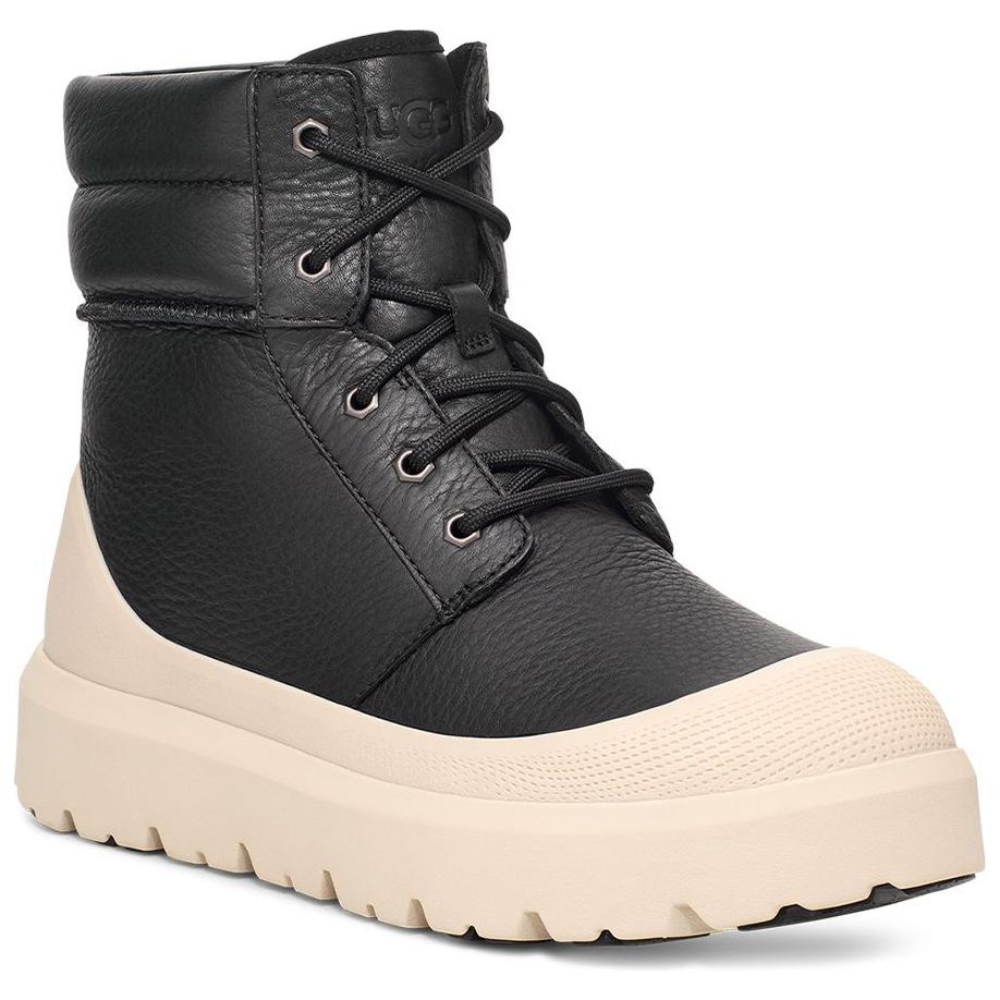Мужские ботинки UGG Neumel High кожаные с резиновой подошвой, черно-бежевый — фото 4