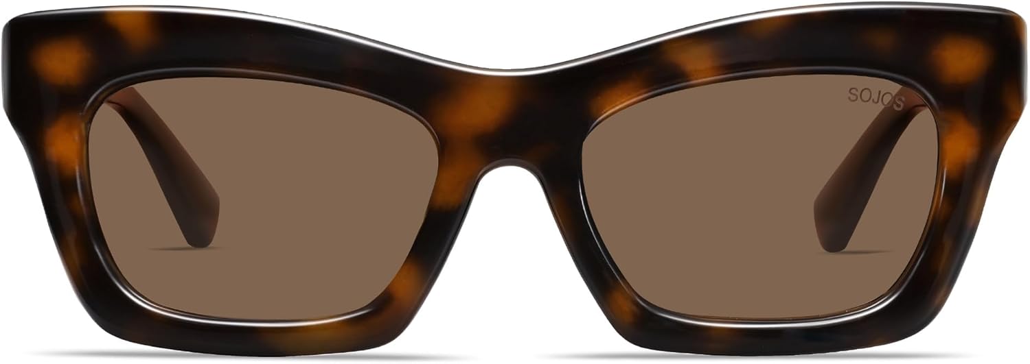 

SOJOS Модные солнцезащитные очки «кошачий глаз» с поляризацией для женщин и мужчин, ретро-стиль, массивные дизайнерские солнцезащитные очки SJ2339, Dark Tortoise/Brown
