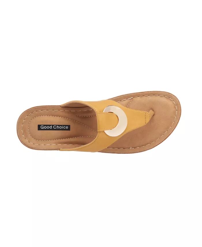 Женские босоножки Genelle Thong на танкетке GC Shoes, желтый — фото 4