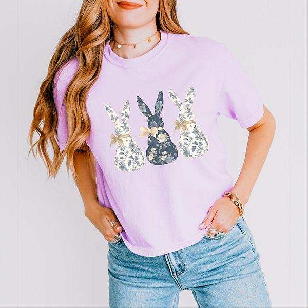 

Футболка с принтом Three blue willow bunnies Simply Sage Market, Orchid