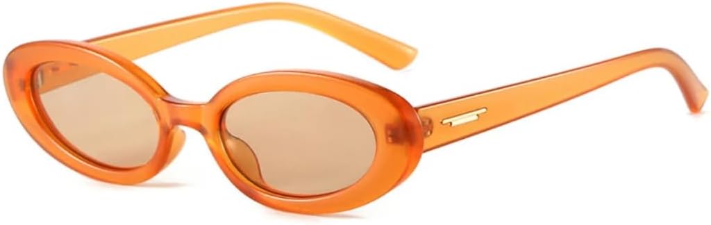 

Популярные модные маленькие овальные солнцезащитные очки для женщин, солнцезащитные очки UV400, винтажные, панк, мужские, с заклепками, трендовые UATXTAU, Orange Champagne