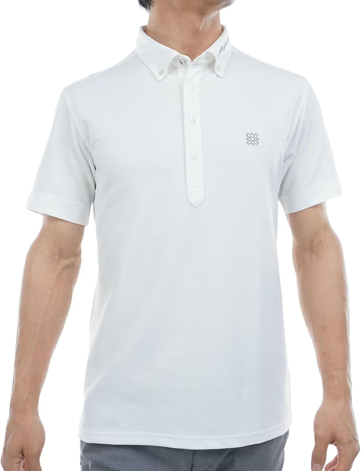 

Мужская рубашка-поло St. Andrews с коротким рукавом (водоотталкивающая, жаккардовая клетка Delta) / для гольфа / 042-5160551, белый