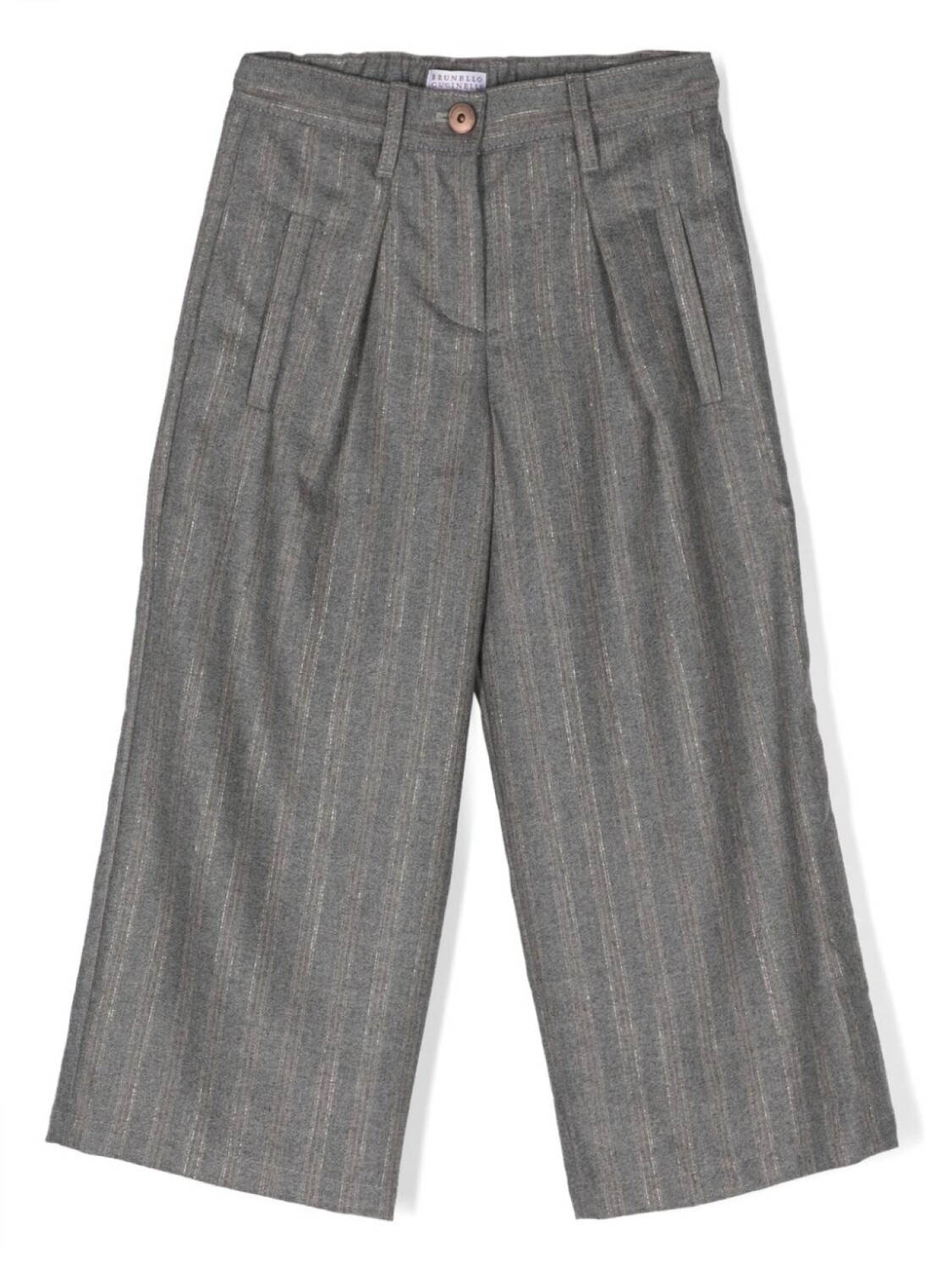 

Brunello Cucinelli Kids полосатые брюки прямого кроя, серый