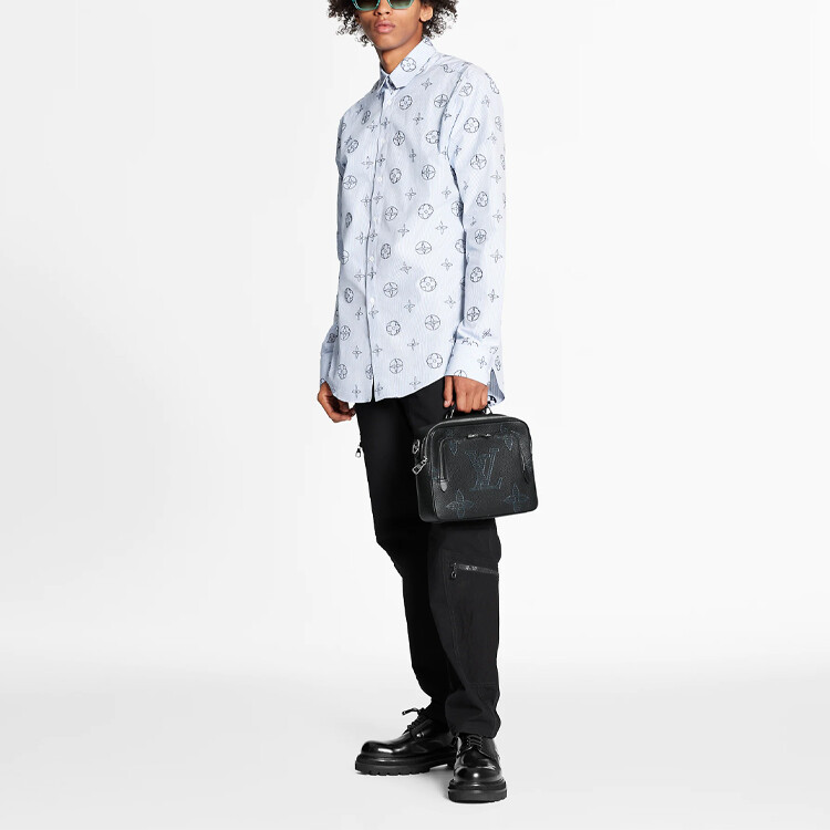 Новые квартальные продукты LV Shirt Men Blue Louis Vuitton, синий — фото 2