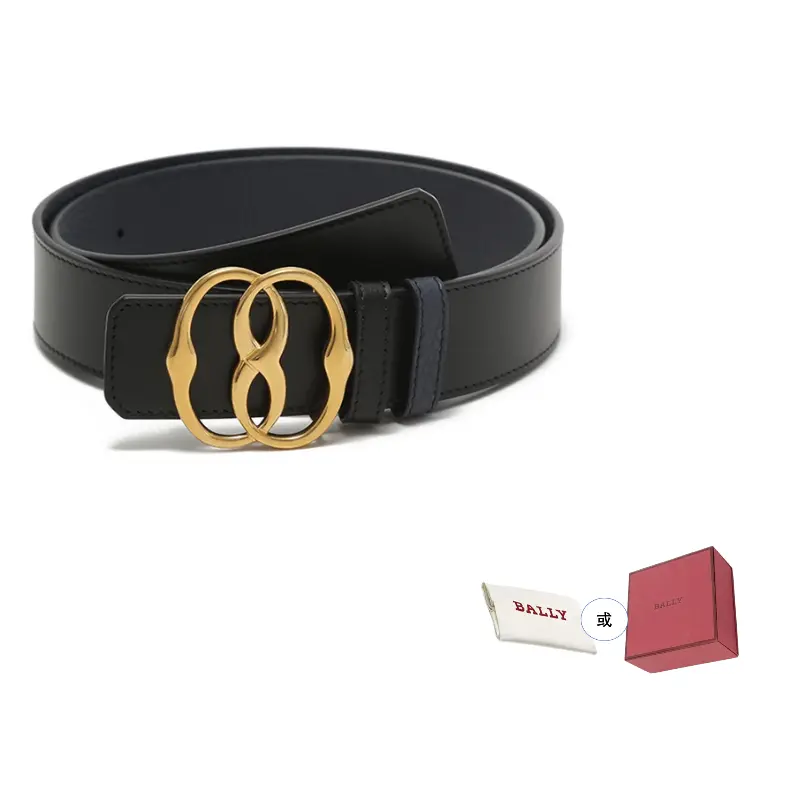 

BALLY Кожаный мужской ремень из двойной кожи коровы шириной 3.5 см, Black/Midnight Blue