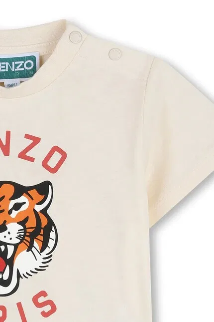 Футболка с коротким рукавом Kenzo Kids, бежевый — фото 3