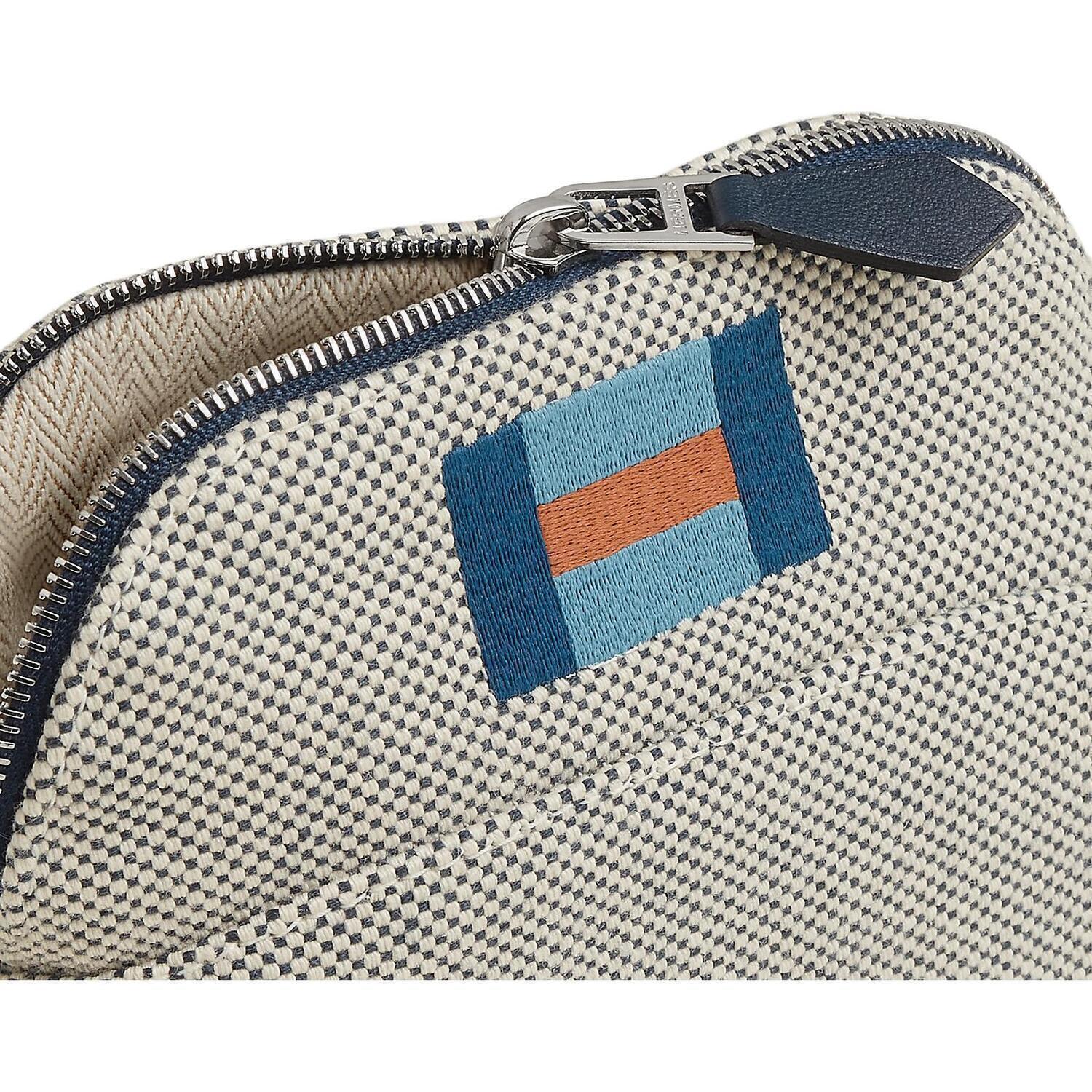HERMES Дорожная сумка для хранения из хлопка мини женская океанская синяя и бежевая — фото 3
