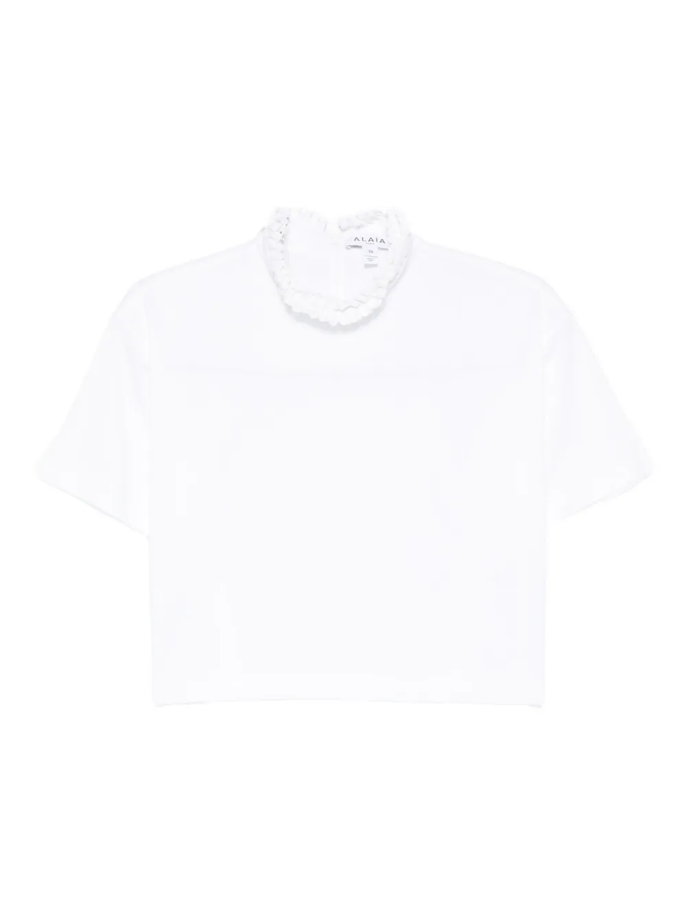 

Укороченная футболка с оборчатым воротником Alaïa, белый