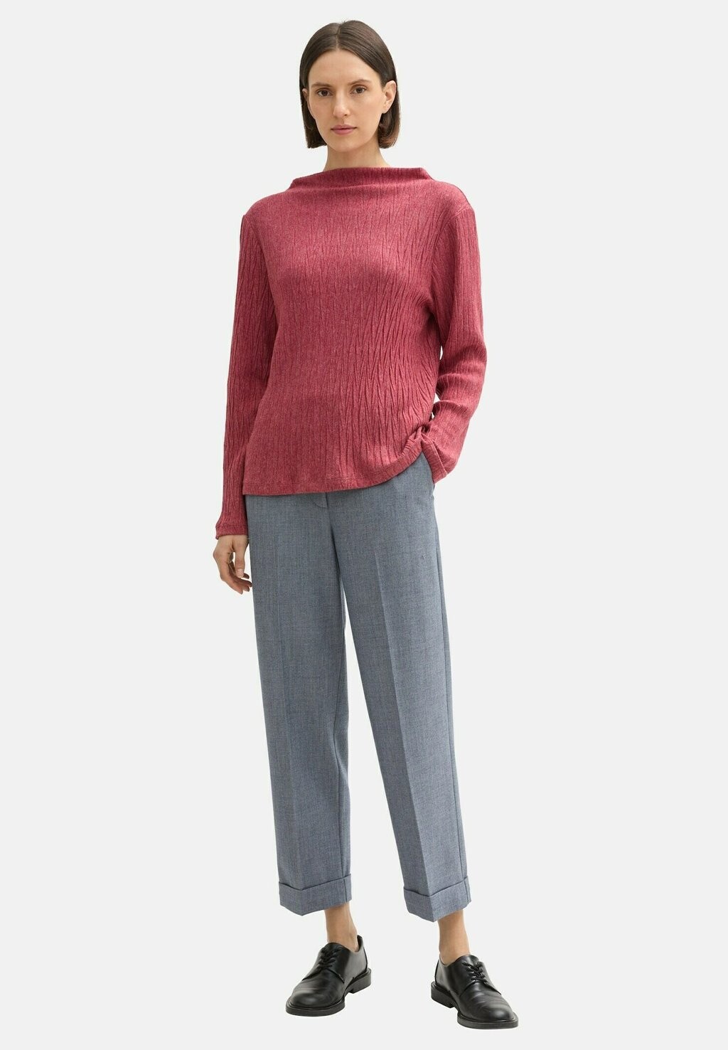 

Топ с длинными рукавами MIT STEHKRAGEN TOM TAILOR, цвет Mottled Dark Red