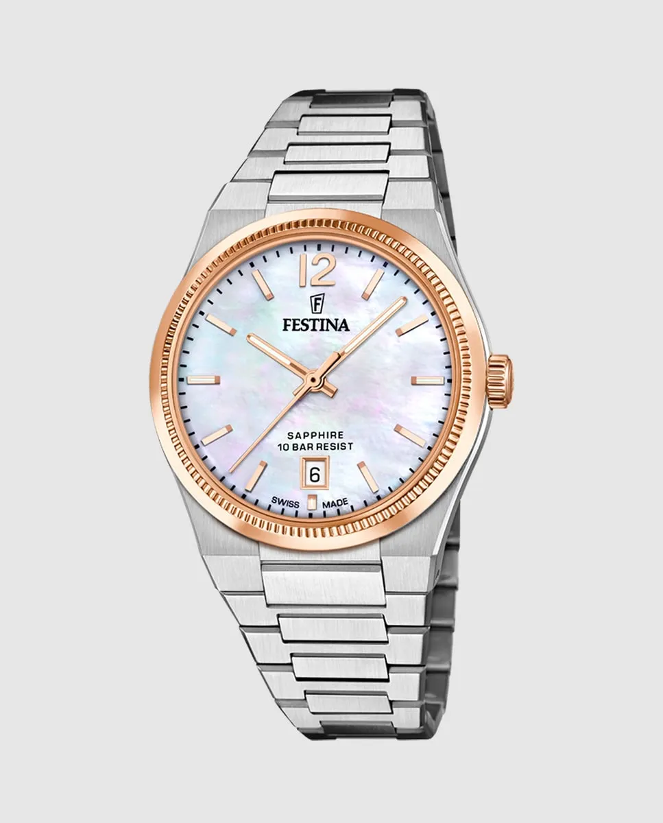 

F20066/1 Швейцарские женские часы Rivé Silver Steel Festina, серебряный