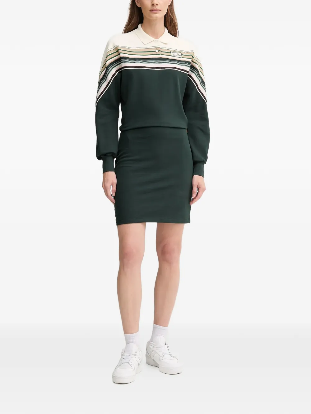 Платье миди в полоску с воротником Lacoste, зеленый — фото 2