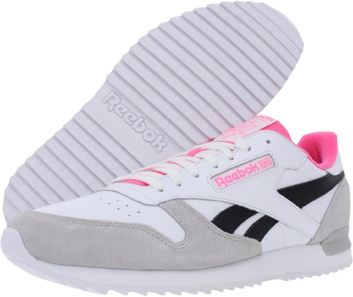 Мужские кроссовки Reebok Classics Classic Leather Ripple Clip SU (белый/серый череп/солнечный розовый) CN5879 — фото 2