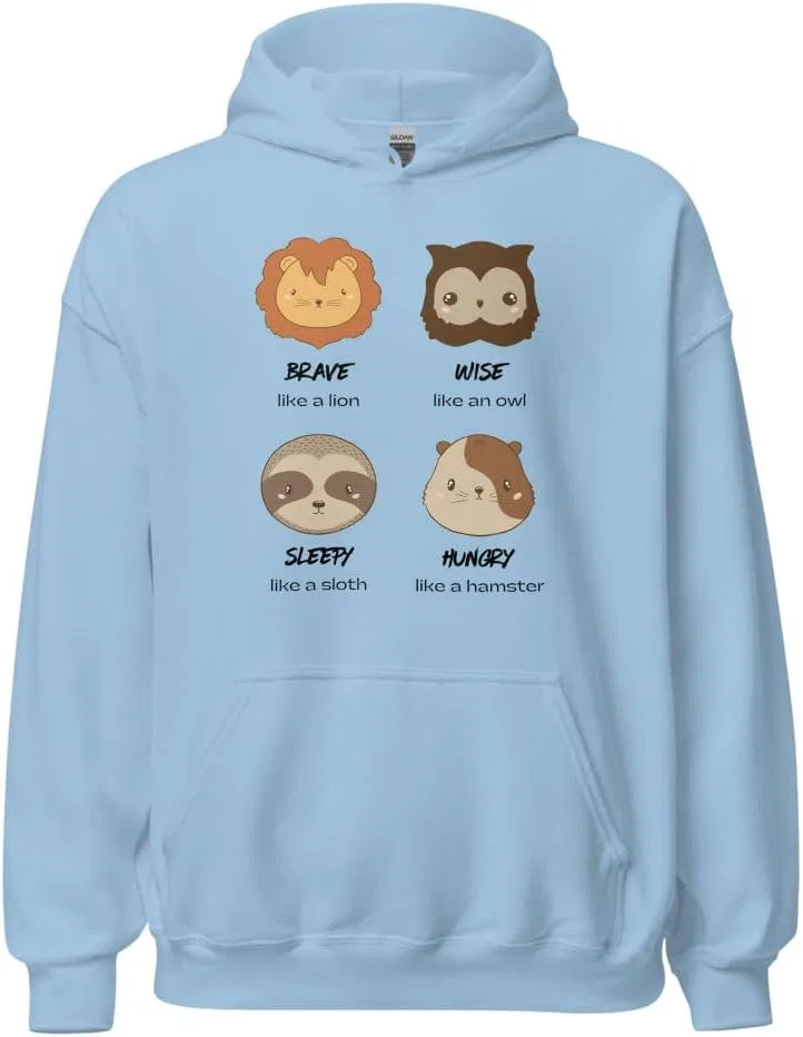 Юмористическая худи с животными Unisex Generic, светло-голубой