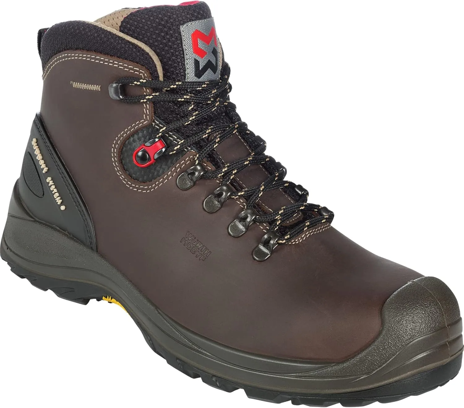 Защитные ботинки WURTH MODYF Vibram S3: сертифицированная обувь имеет следующие превосходные характеристики. Современная и практичная, эта обувь идеально подходит для использования на открытом воздухе, коричневый