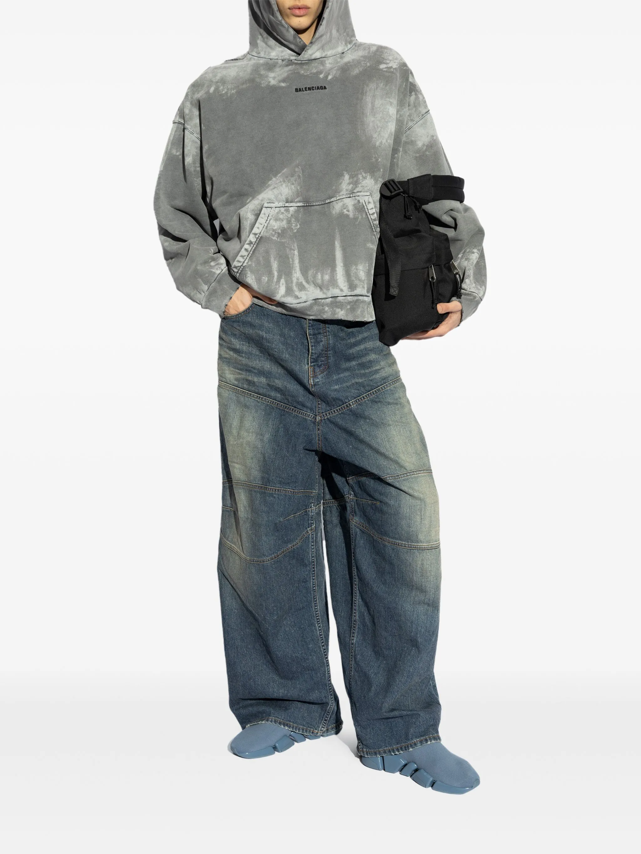 

Худи с эффектом пятен Balenciaga, серый