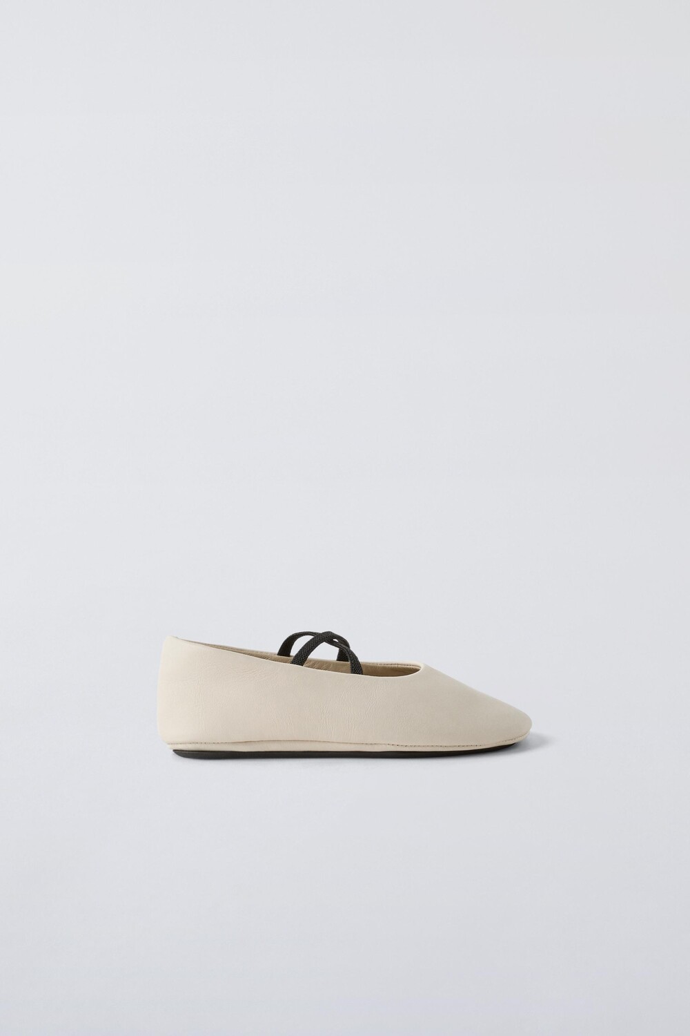 

Кожаные балетки ZARA, экрю белый
