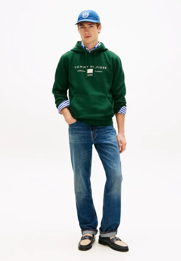 Худи с капюшоном и завязками из махровой ткани с логотипом Tommy Hilfiger, Nocturnal Green — фото 2