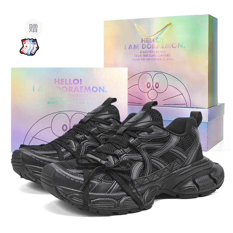 

Doraemon Дораэмон Низкие массивные кроссовки унисекс Jet Black на шнуровке, цвет Jet Black (Lace-Up)