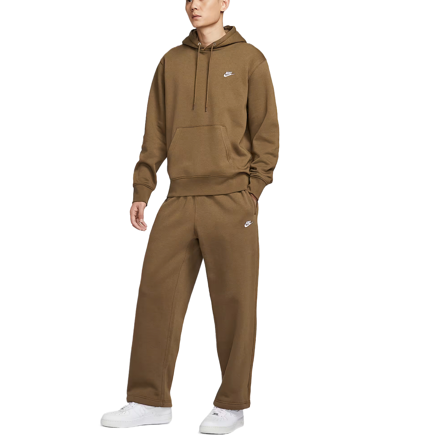 Спортивные брюки Club мужские флисовые с кулиской Nike, коричневый — фото 4