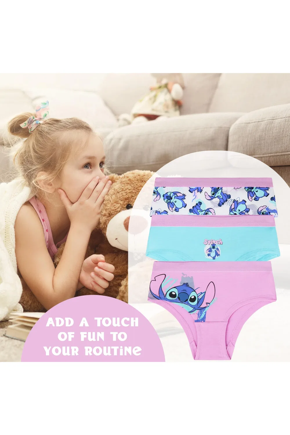 Набор из 3 трусов-хипстеров Stitch, мягкие нижнее белье, комплект штанов Disney, мультиколор — фото 2