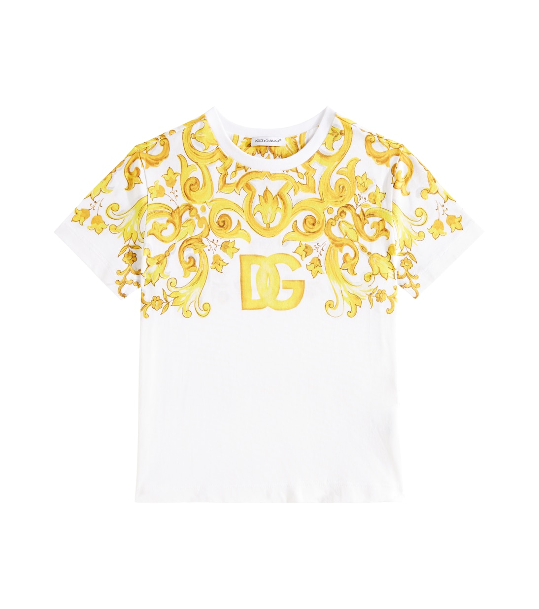 

Футболка из хлопкового джерси с майоликой Dolce&Gabbana Kids, Mix Maiolica Giallo