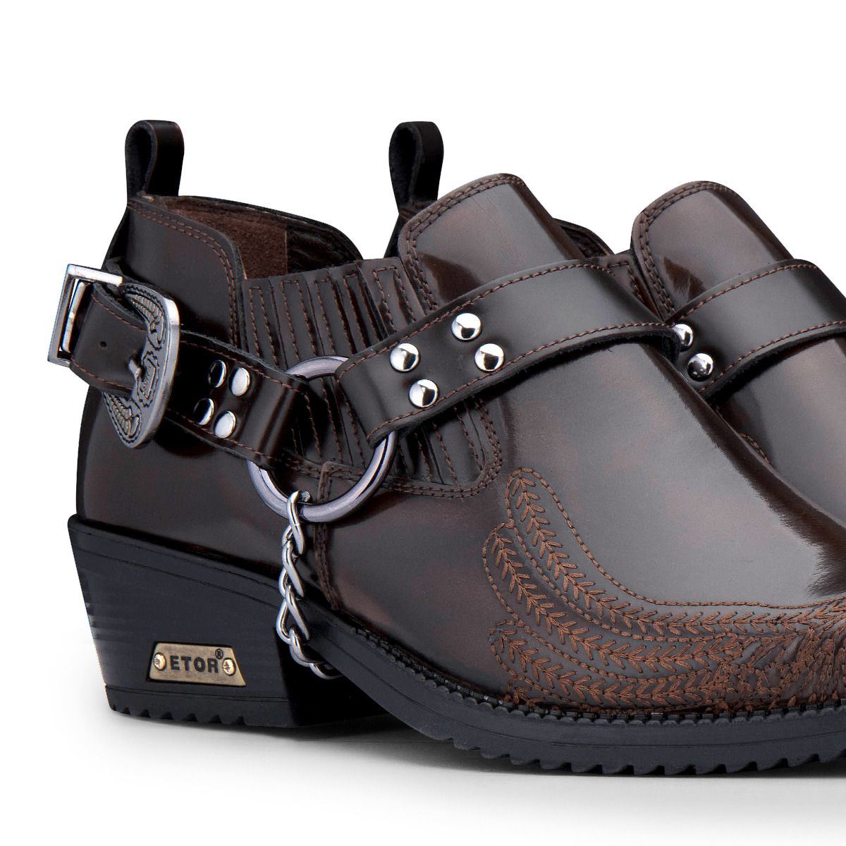 Мужские коричневые ковбойские туфли Eagle с кубинским каблуком Infinity Leather — фото 3