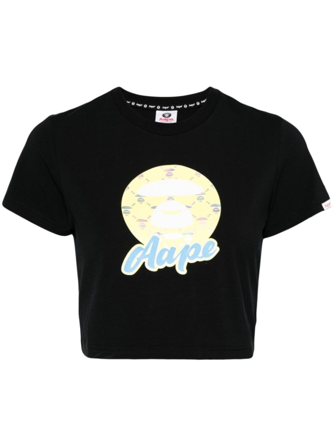 

Укороченная футболка с логотипом из хлопковой смеси AAPE BY *A BATHING APE, черный