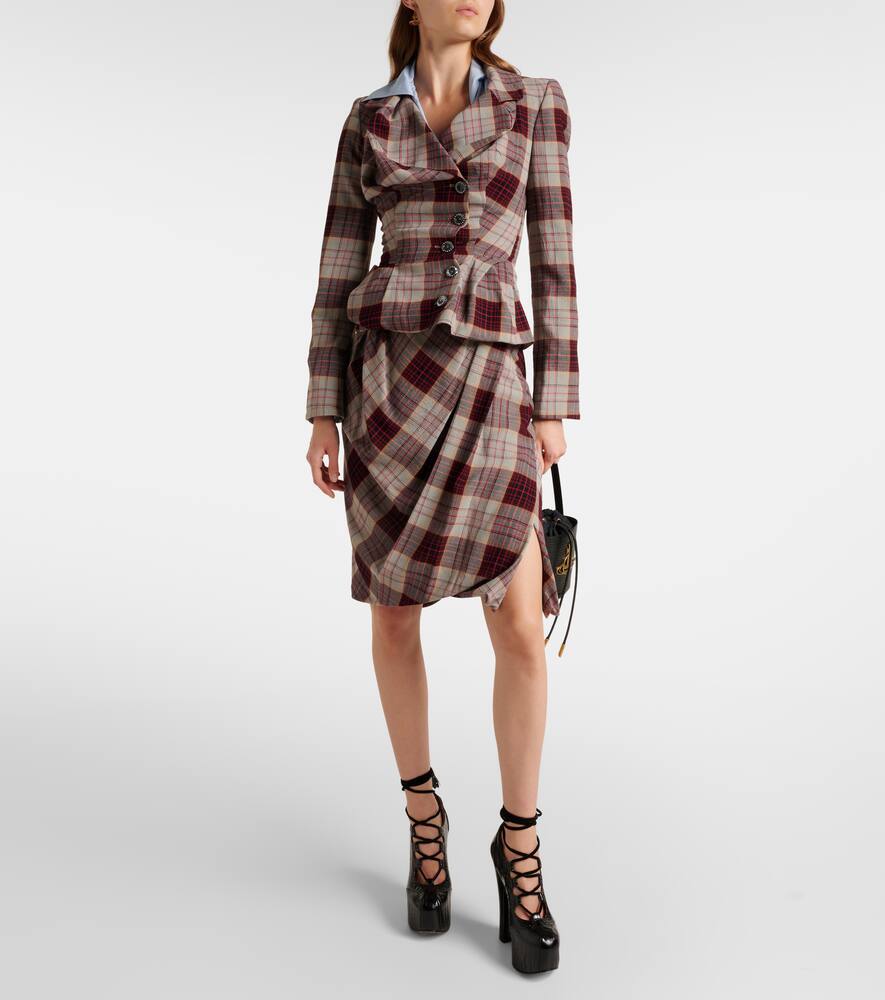 Пьяная драпированная клетчатая миди-юбка Vivienne Westwood, Aw24-Red Check — фото 2