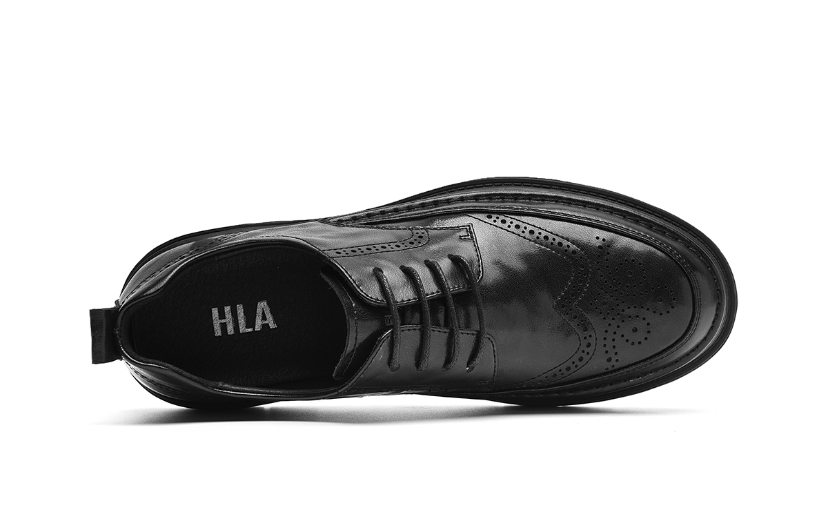 Деловые универсальные износостойкие броговые туфли на платформе мужские HLA, коричневый — фото 4
