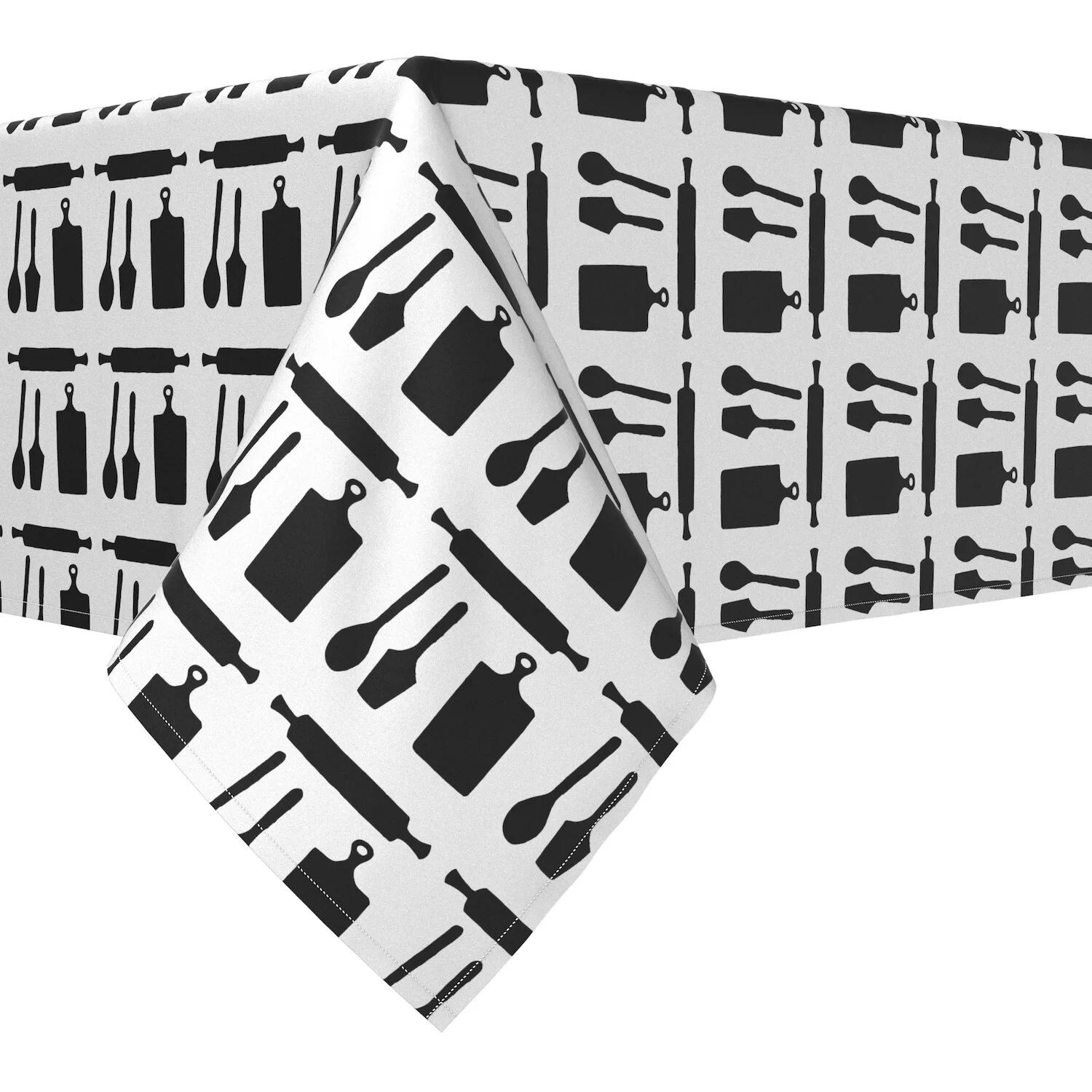

Прямоугольная скатерть, 100% хлопок, 52х84 дюйма Kitchen Icons Black