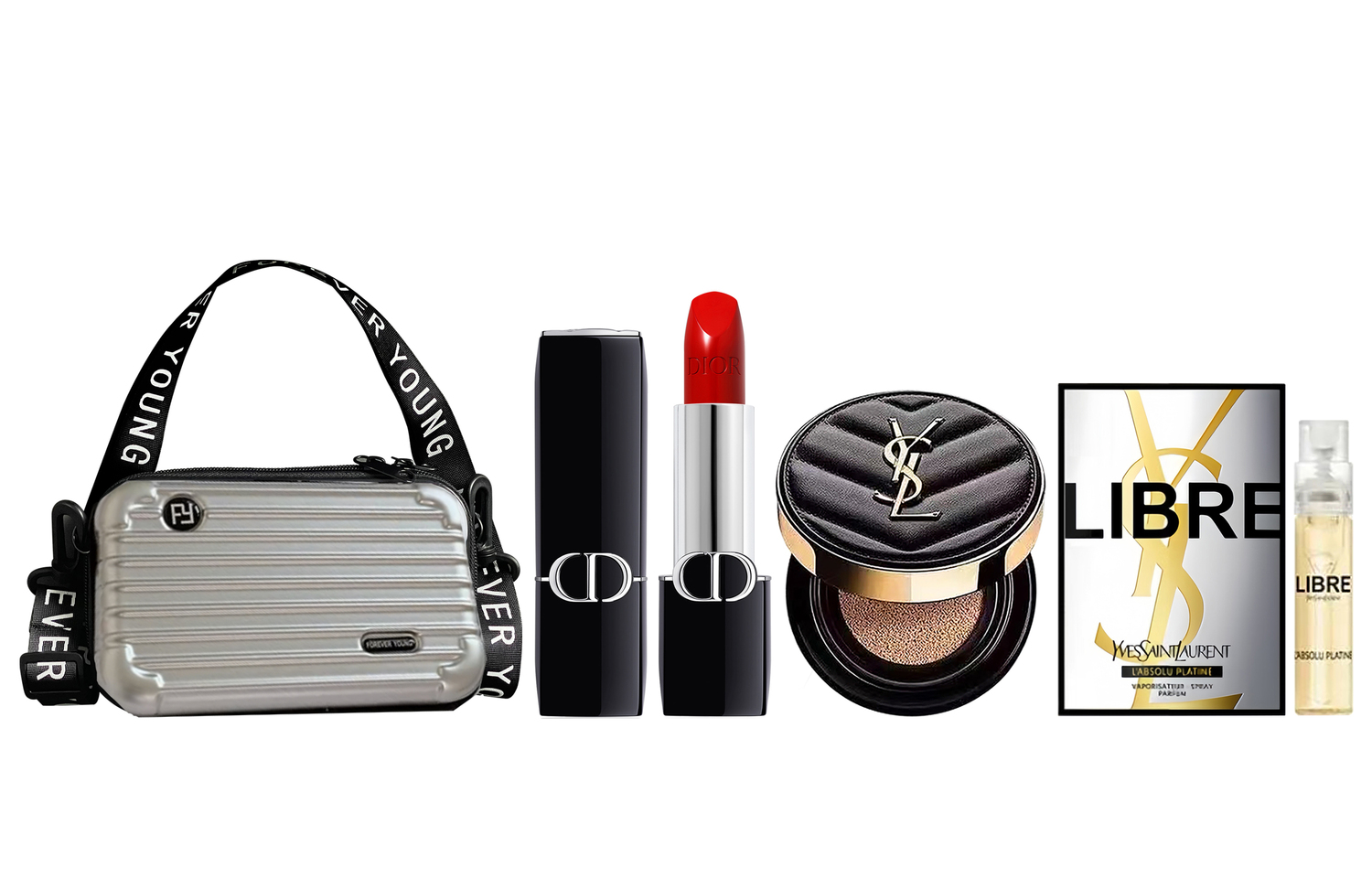 

Набор для макияжа Lipstick Air Cushion Perfume, три предмета в бархате, шиммере и атласе, натуральный, подарок для девушки DIOR, dio on-the-go trio 999 polished золотой+черный cushion b20+platinum perfume