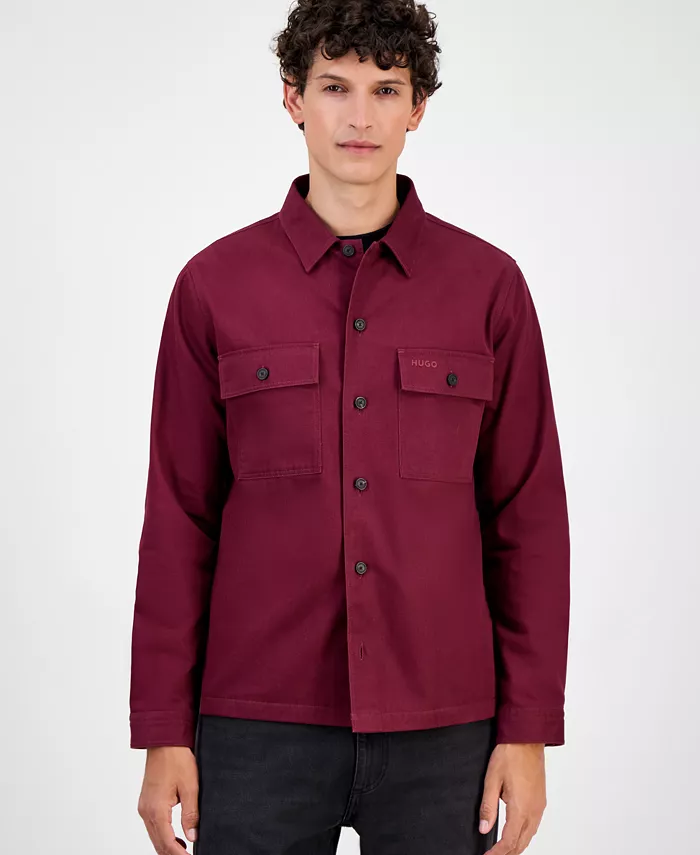 

Мужская хлопковая твилловая рубашка оверсайз Hugo Boss, красный